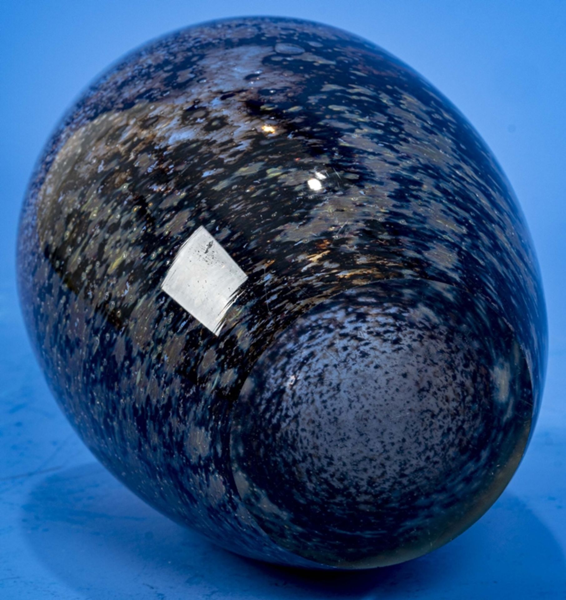 "DEXEL-EI", eiförmige Glasvase, WMF IKORA, braun-graue Einschlüsse, unzählige Luftblasen, dickwandi - Bild 5 aus 6