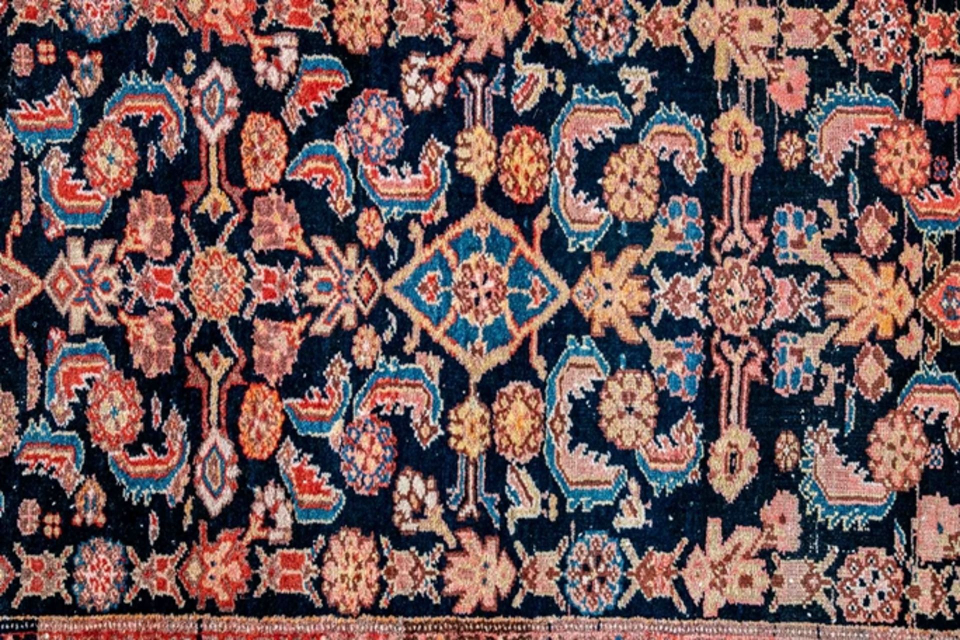 Alte oder antike indigoblau-grundige Teppichgalerie, Iran Mitte 20. Jhdt., ca. 102 x 528 cm. Stärke - Bild 4 aus 11