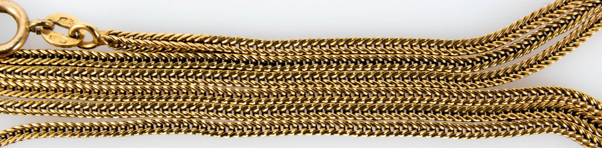 Gelbgold - Kordelkette, 18 kt., ca. 70 cm lang, mit Sicherheitsverschluss. An dieser Kette hing vor - Image 3 of 4