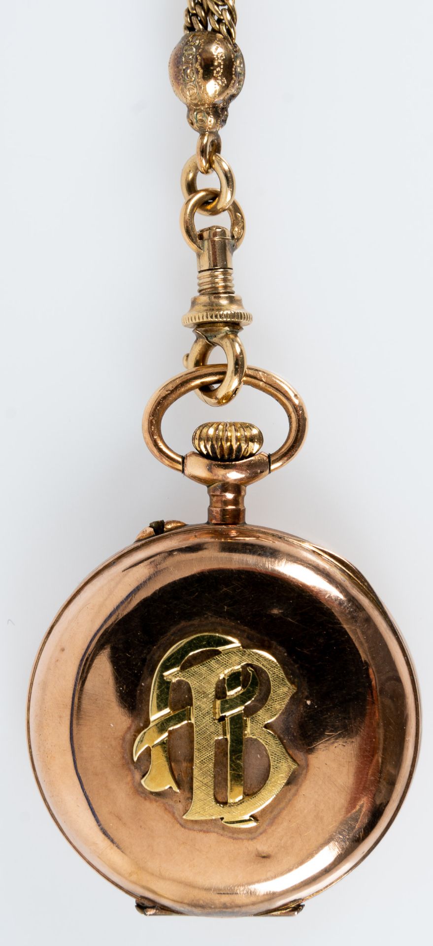 Antike, feine Damentaschenuhr an langer Uhrenkette. Rotgold 14 kt., Uhr um 1890; Durchmesser ca. 2, - Bild 6 aus 13
