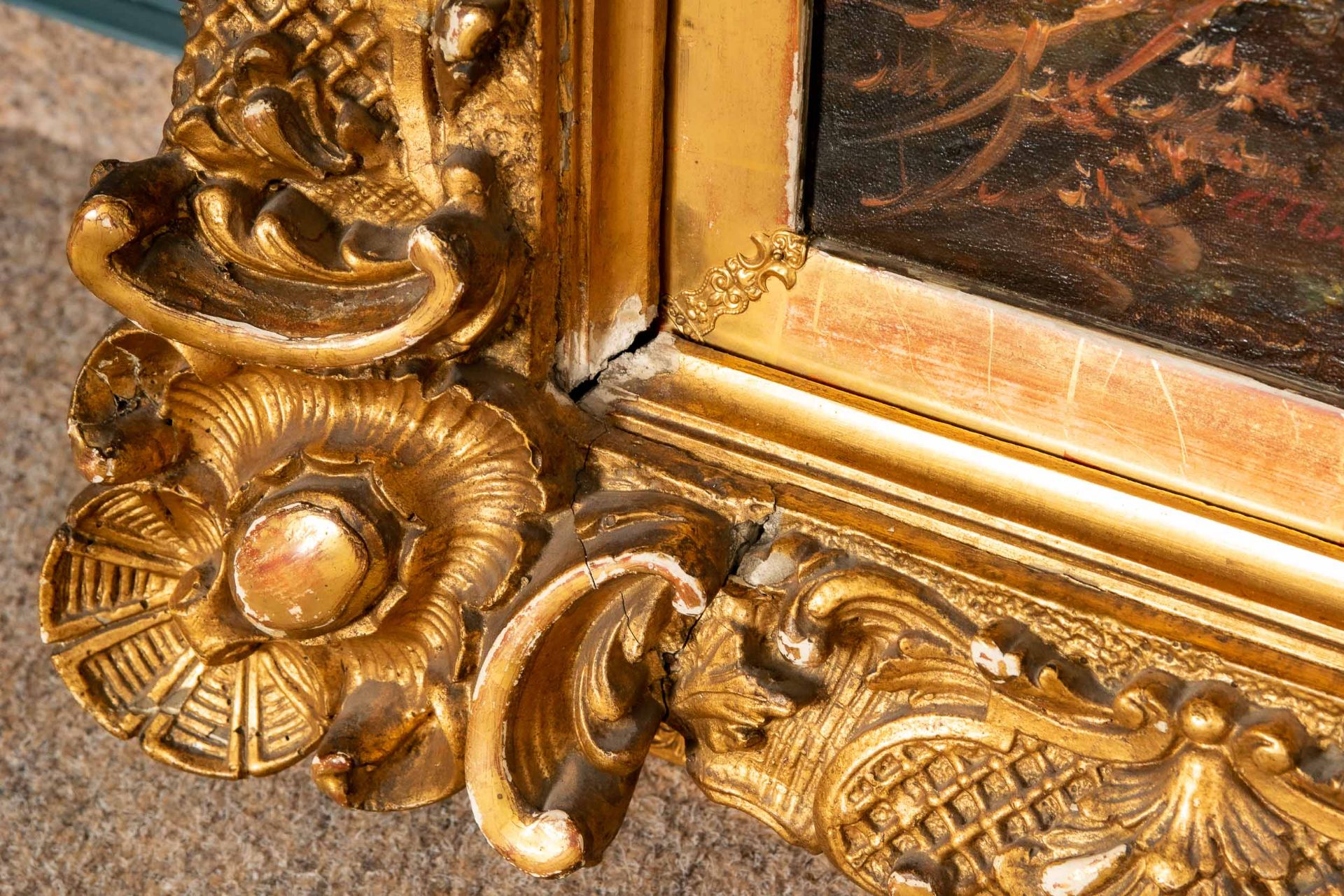 Paar dekorativer Historismus-Goldstuckrahmen um 1900; Falzmaße je ca. 54 x 81 cm, max. Außenmaße je - Bild 11 aus 17
