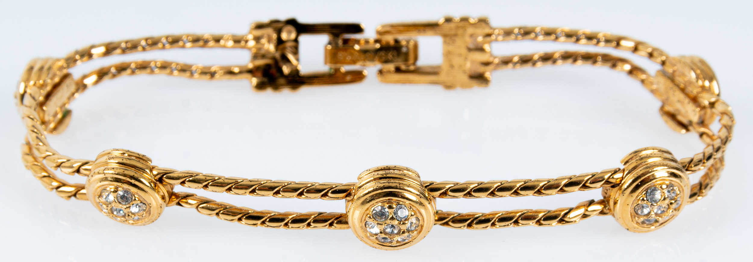 Edles "Swarovski" Armband mit Faltschließe, unedles, vergoldetes Schmuckstück/ Armkette; Länge ca.