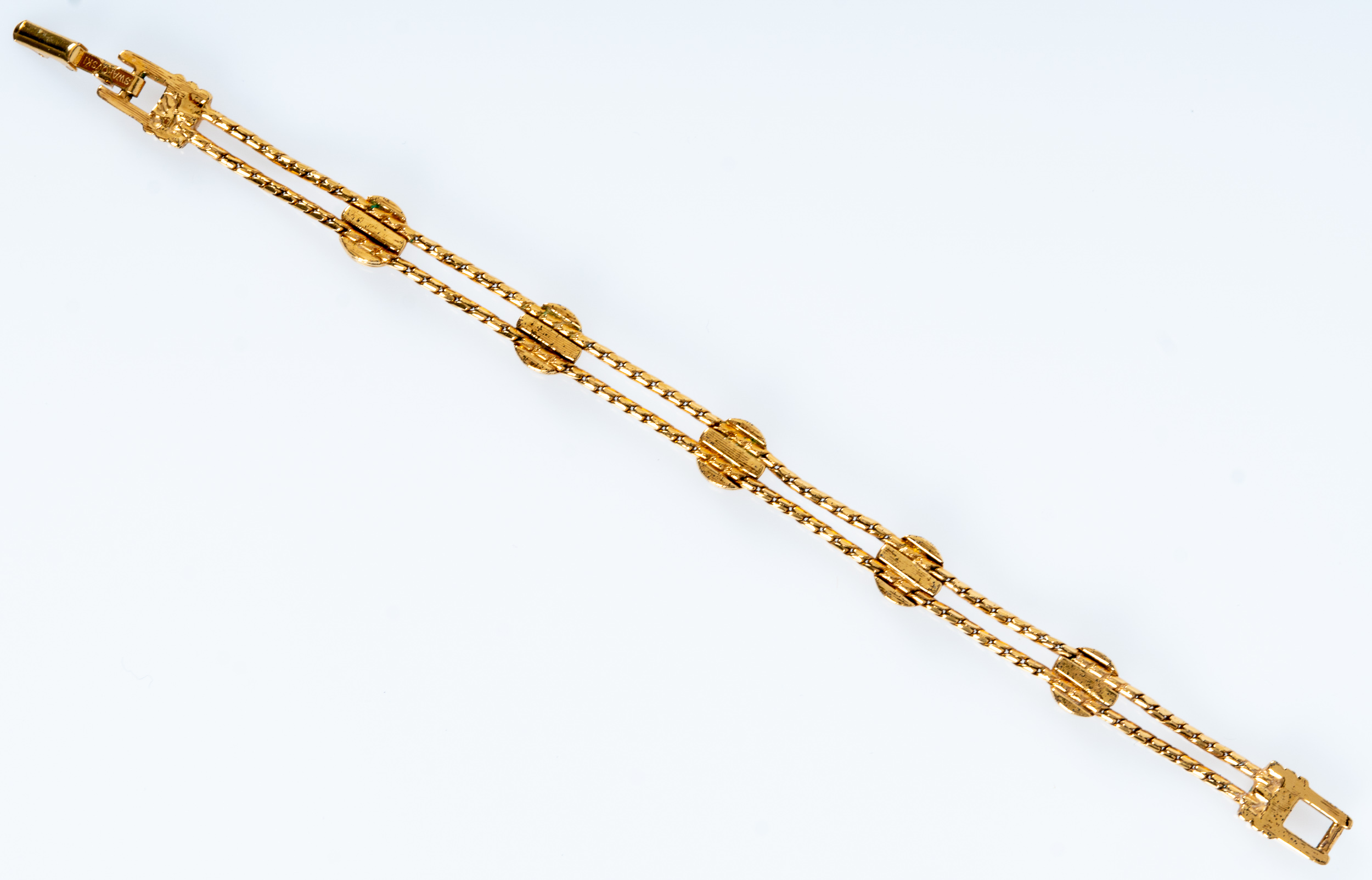 Edles "Swarovski" Armband mit Faltschließe, unedles, vergoldetes Schmuckstück/ Armkette; Länge ca. - Image 6 of 6