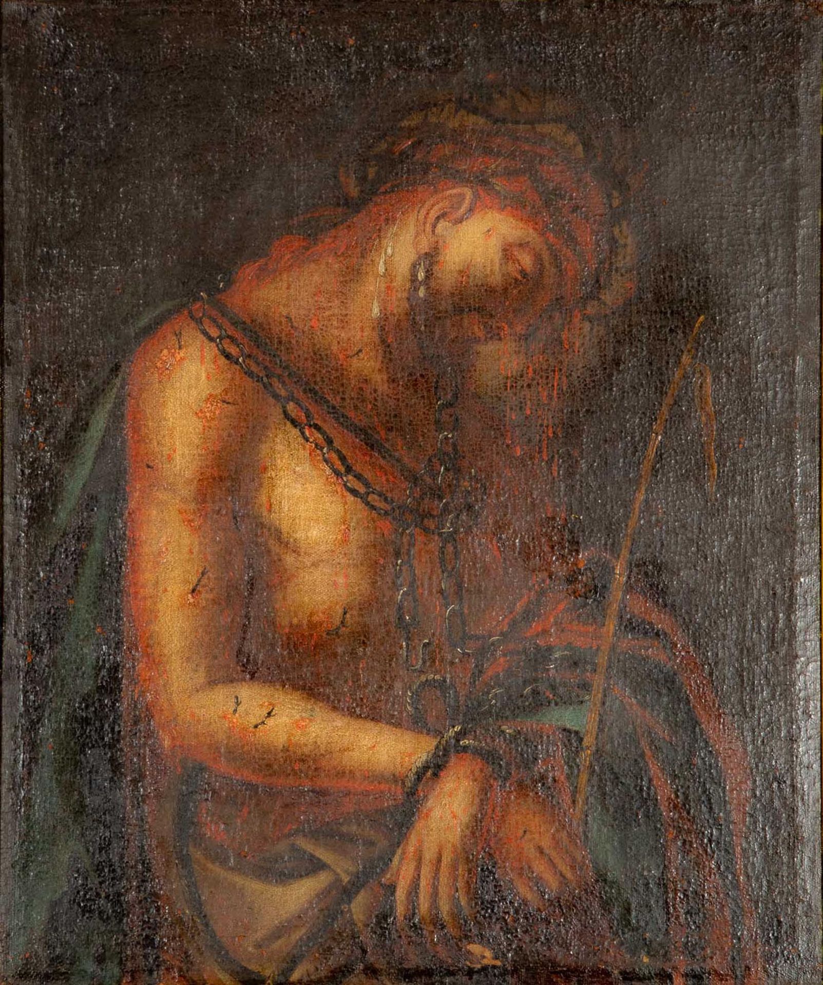 "Jesus Christus als Schmerzensmann" - Gemälde, Öl auf Leinwand, wohl süddeutsche Arbeit des 18./19. - Image 2 of 11