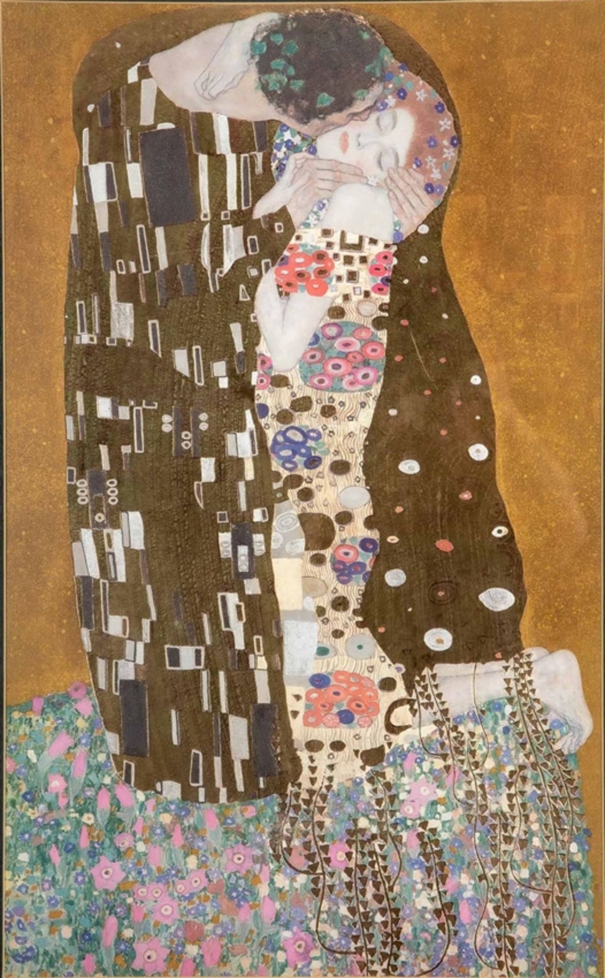 "Der Kuss", multiple, hinter Glas gerahmte, ca. 84 x 52 cm große Farblithographie NACH Gustav Klimt - Bild 2 aus 6