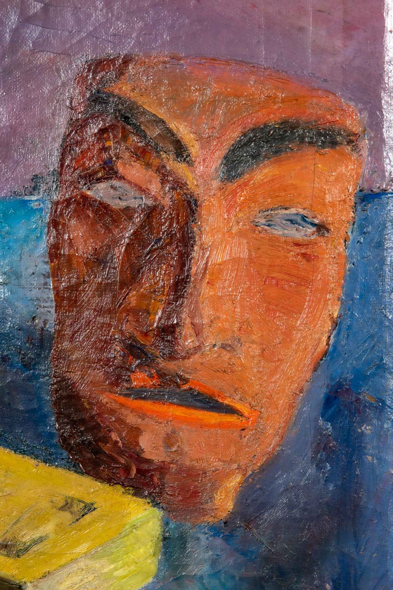 "Stilleben mit Masken"  Gemälde Öl auf Leinwand, ca. 57 x 51,5 cm, unsignierte akademische Malerei  - Bild 5 aus 10