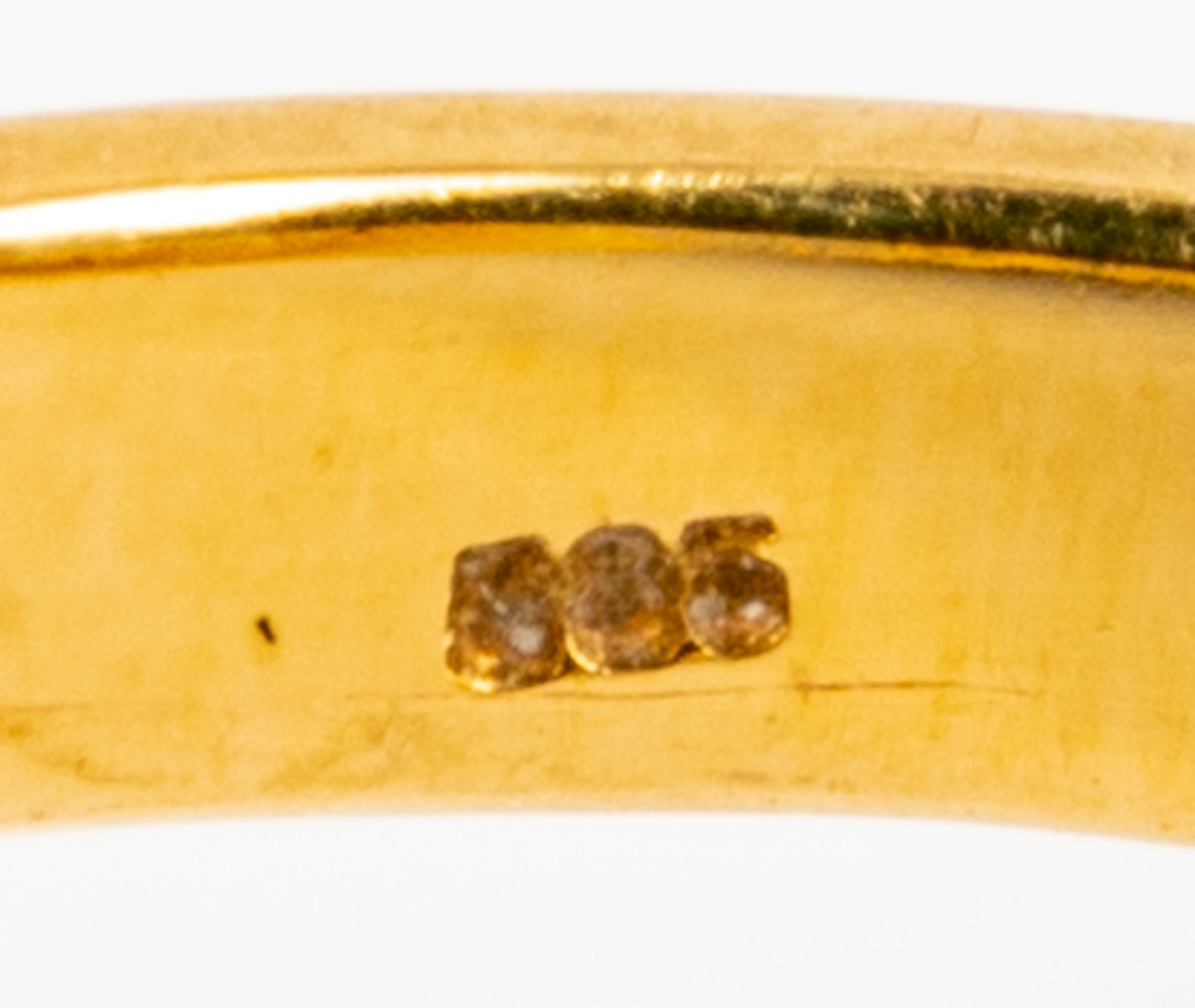 14 kt. Gelbgoldring in Blütenform, mittig von Opal - Cabochon besetzt. Ringinnendurchmesser ca. 17  - Bild 6 aus 6