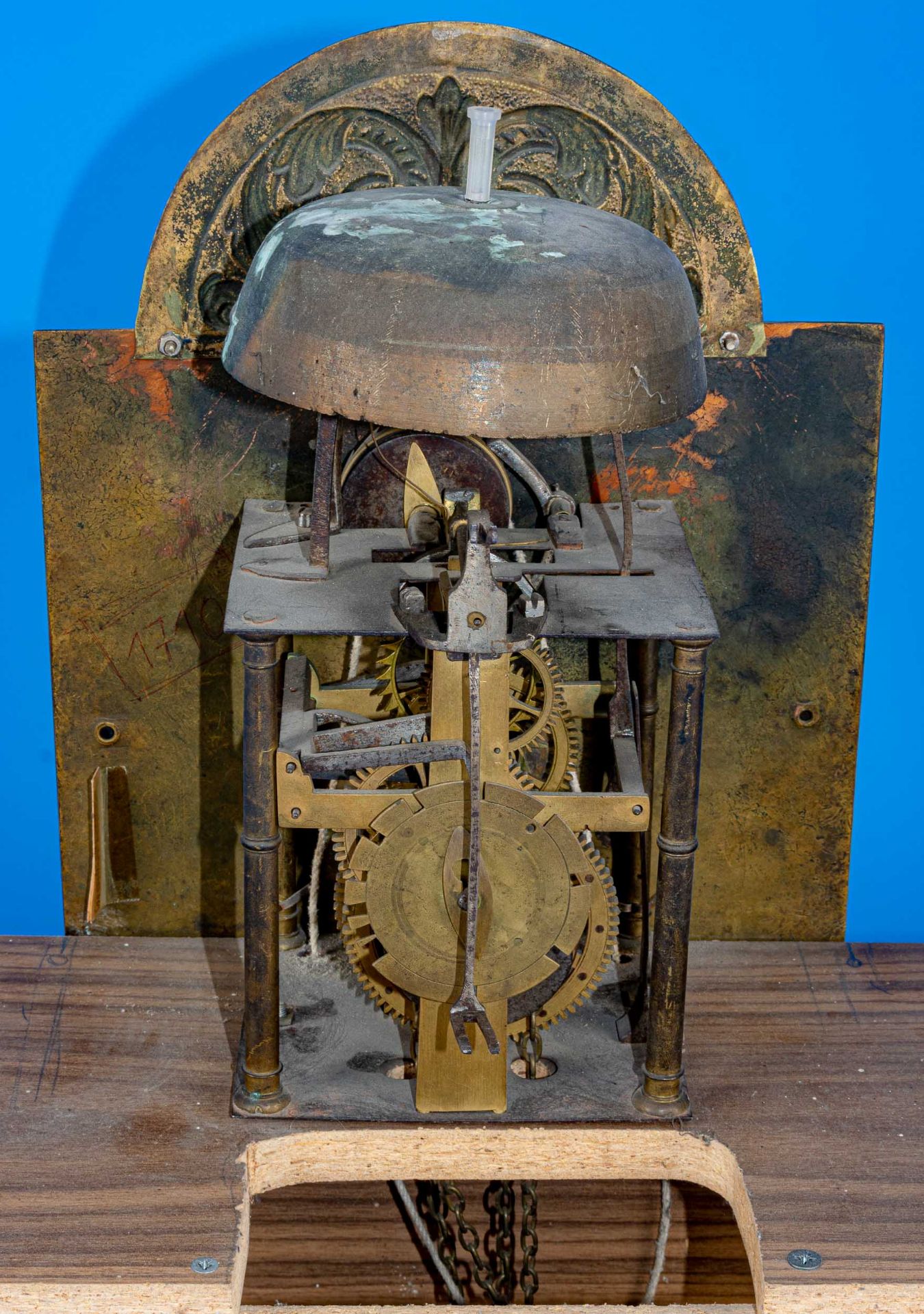 Antikes Standuhren-Uhrwerk, auf dem Ziffernblatt bez.: "Cornelius Lerp Regenspurg". 2. Drittel 18.  - Bild 10 aus 12