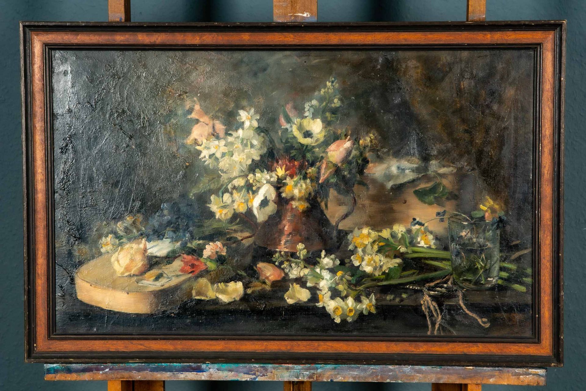 Blumenstilleben, Gemälde Öl auf Spanplatte; unsignierte akademische Malerei, 2. Hälfte 20. Jhdt., c - Image 2 of 8