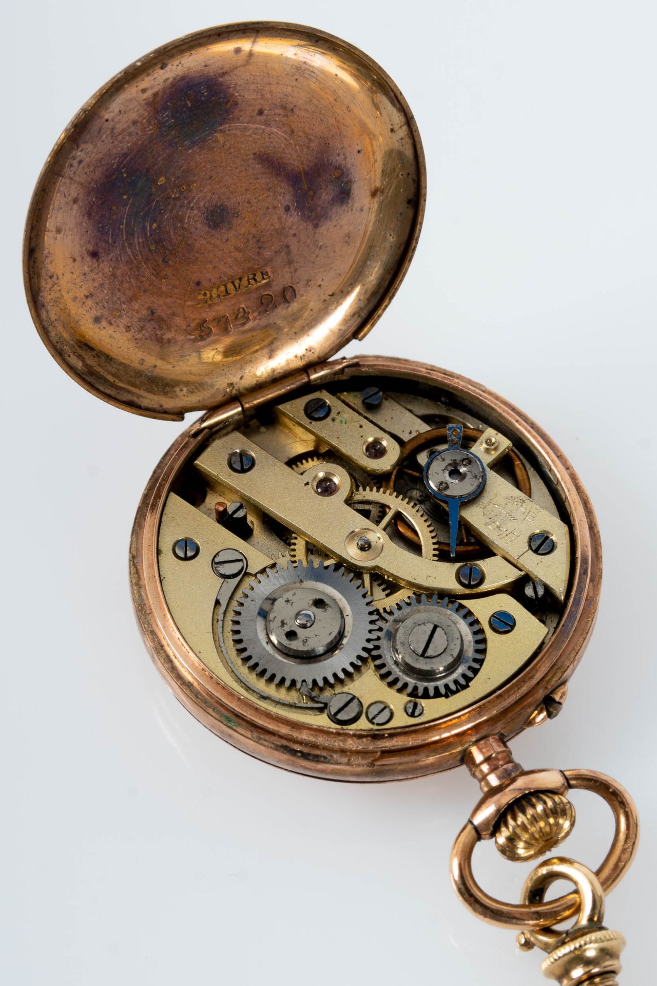 Antike, feine Damentaschenuhr an langer Uhrenkette. Rotgold 14 kt., Uhr um 1890; Durchmesser ca. 2, - Bild 9 aus 13
