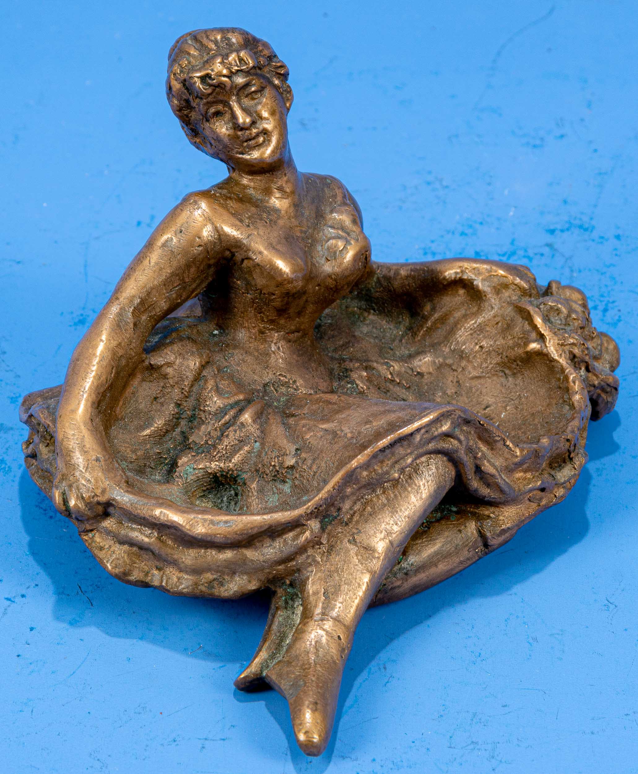 "Erotische Kleinbronze", "sitzende junge Dame mit weit ausladendem Kleid", wird diese umgedreht, ze - Image 3 of 9