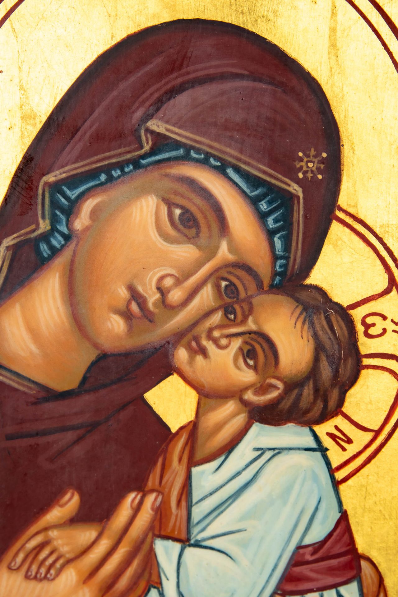 Ikone, griechisch, Darstellung der "Maria mit dem Jesusknaben", am unteren Ende "1978" datiert. Hol - Bild 4 aus 7