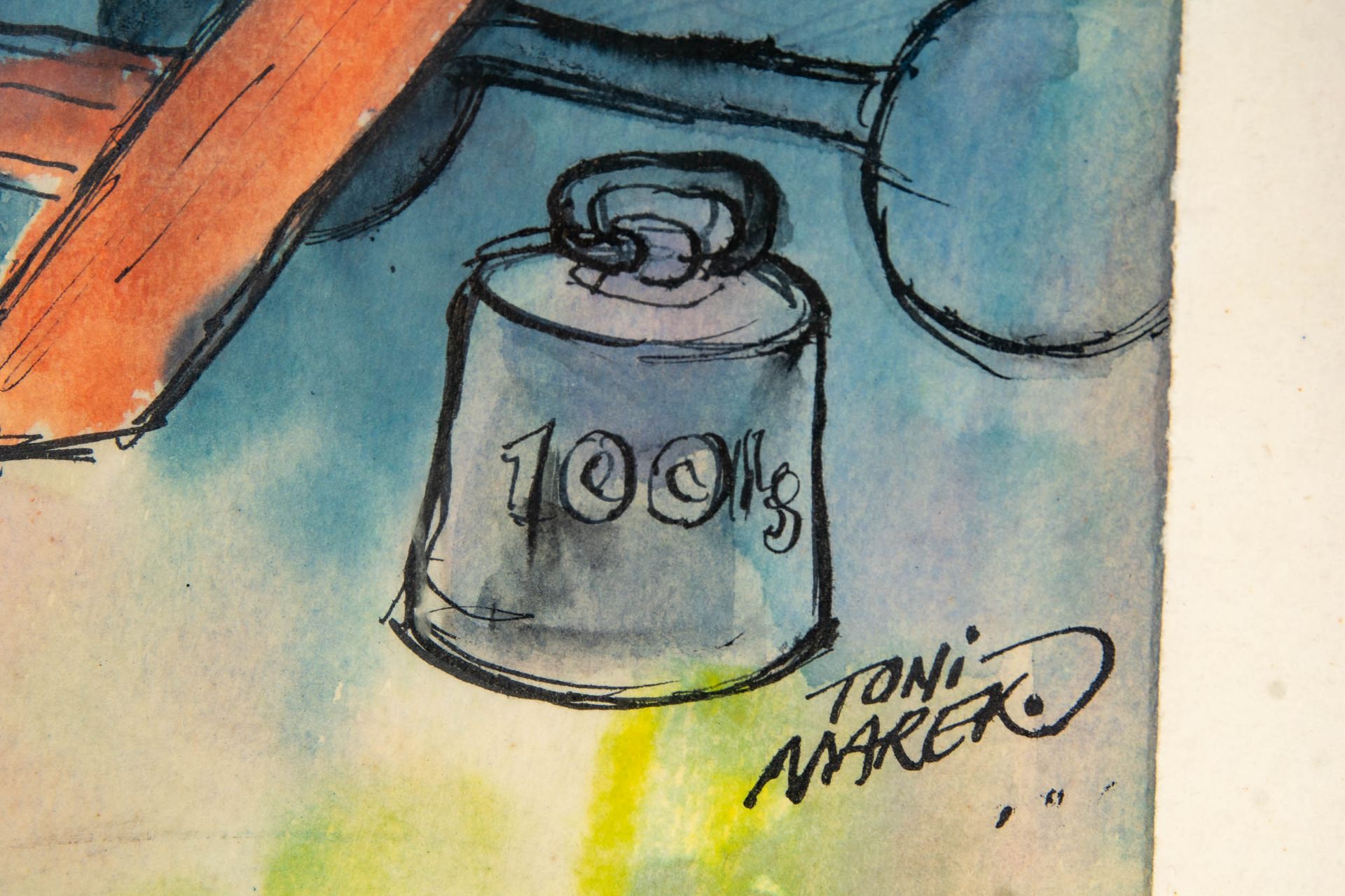 "Zirkusalltag", aquarellierte Zeichnung in Passepartout hinter Glas gerahmt; lichtes Bildmaß ca. 42 - Bild 8 aus 8