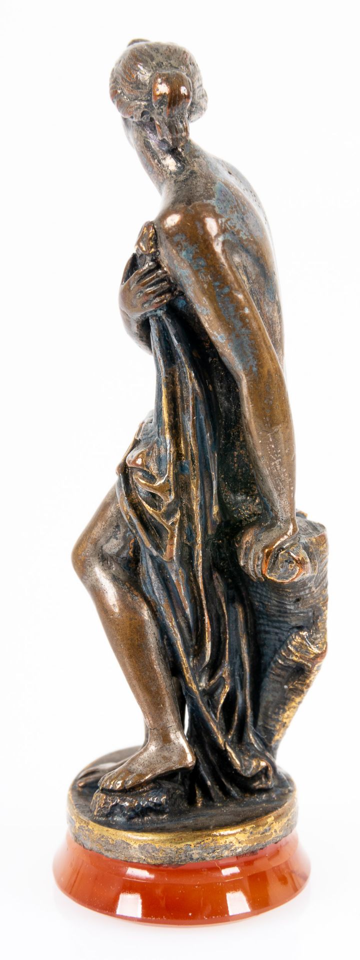 Figürliche Petschaft "Badende", bronzierter ca. 7 cm hoher Metallguss auf ovaler Achatscheibe mit l - Image 4 of 6