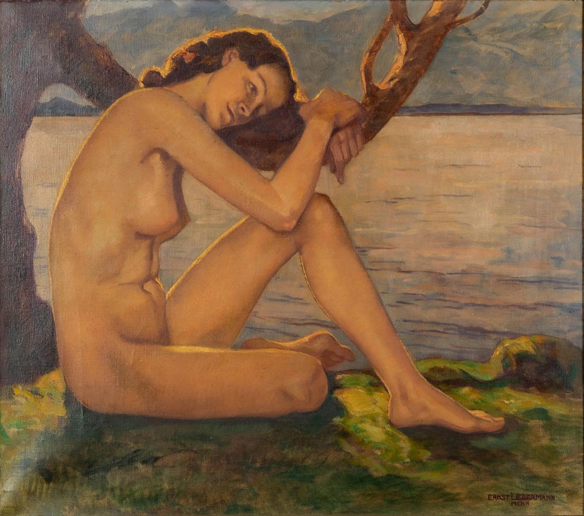 "Abendruhe" Gemälde der wohl 1920er/ 30er Jahre, Öl auf Leinwand, ca. 76 x 85 cm, unten rechts sign - Bild 4 aus 20