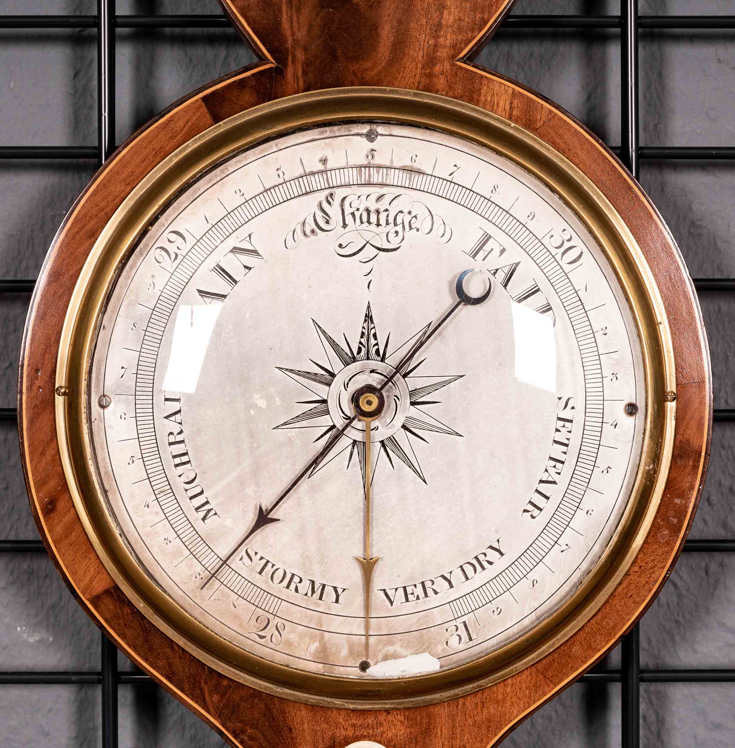 Antikes englisches Barometer mit Wetterstation des A. Vanini Sheffield, aufwändig mit Mahagoni furn - Image 6 of 7