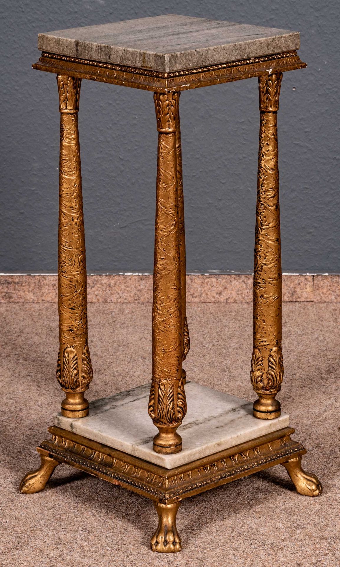 Zeitlos elegantes Säulentischchen, Empire - Stil, 20./ 21. Jhdt., goldfarben lackiertes Tischchen m - Bild 4 aus 7