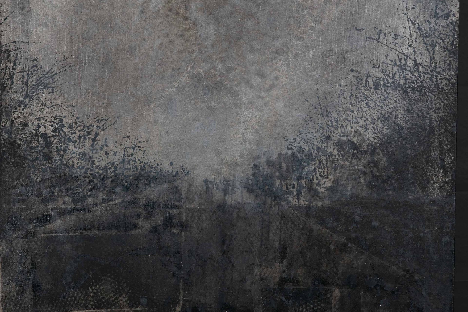 "Nächtliche Landschaft", großformatiges Gemälde, Öl auf Leinwand, ca. 200 x 160 cm, unsigniert, auf - Image 2 of 10