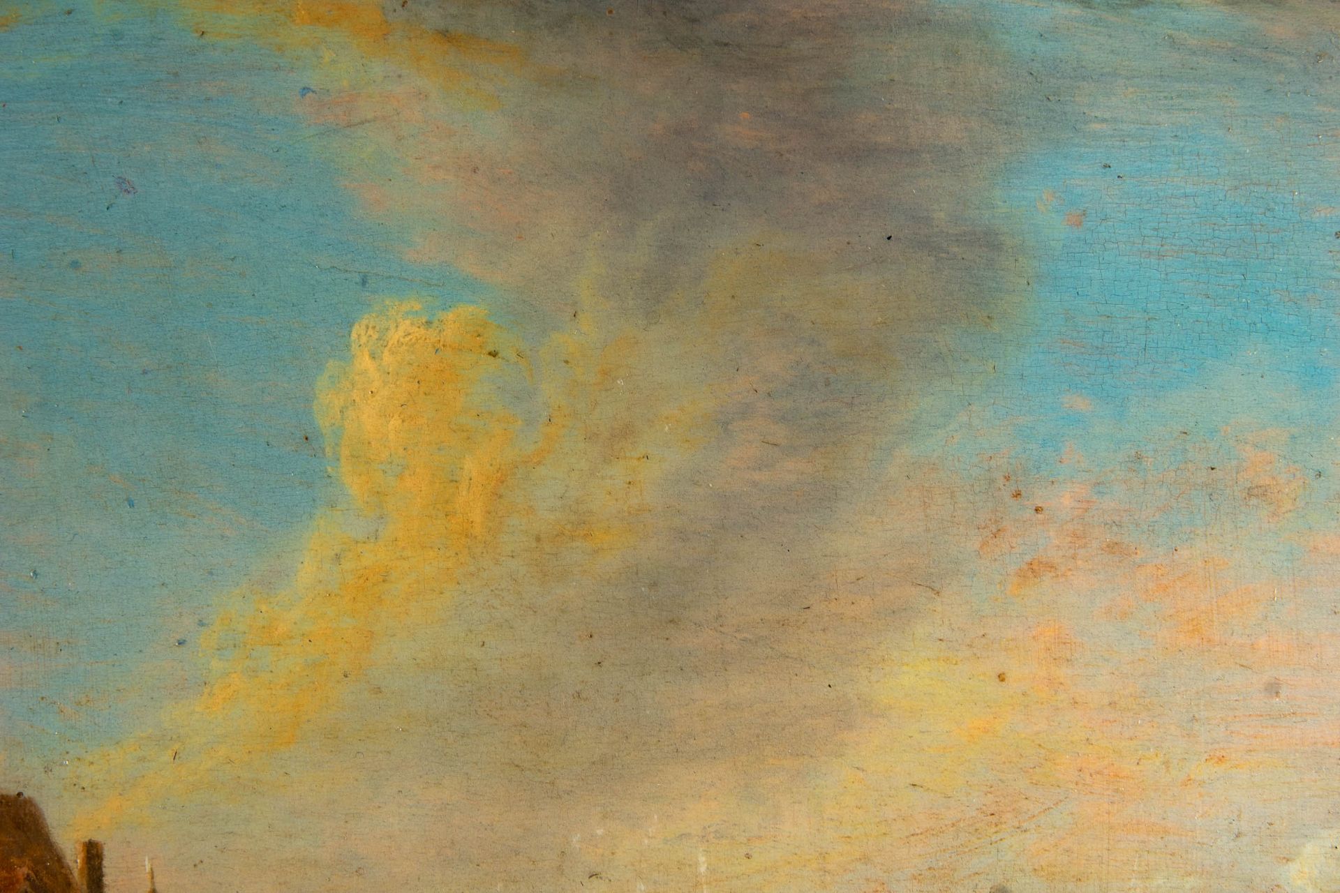 "Hafenszenerie" - Gemälde, 18./19. Jhdt., Öl auf Holztafel, ca. 22 x 29 cm, unsigniert, aber rückse - Image 8 of 10