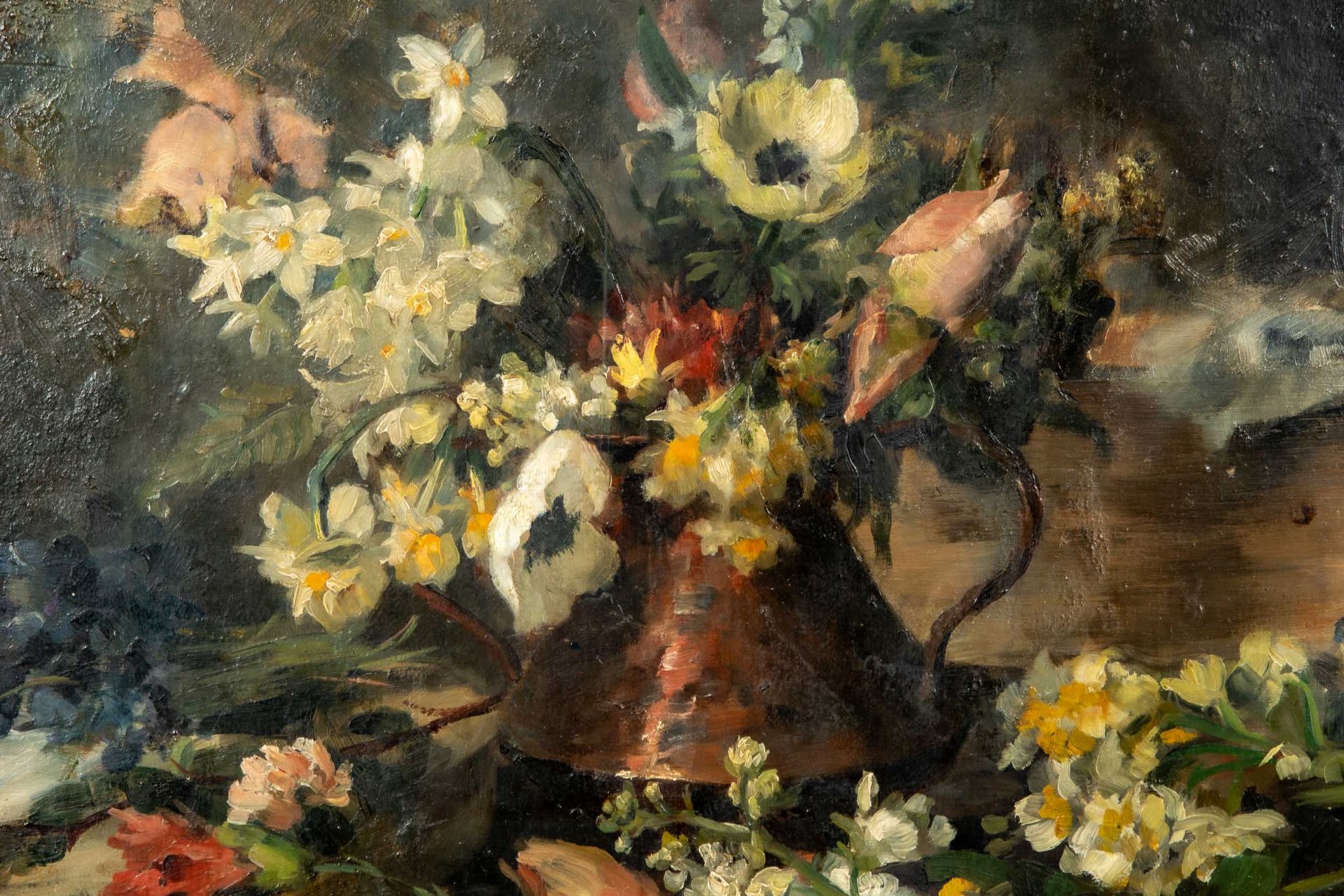 Blumenstilleben, Gemälde Öl auf Spanplatte; unsignierte akademische Malerei, 2. Hälfte 20. Jhdt., c - Bild 4 aus 8