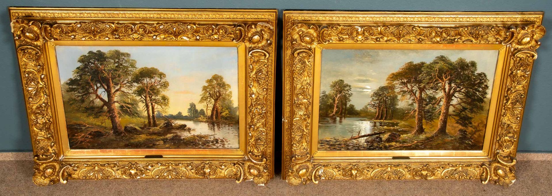 Paar dekorativer Historismus-Goldstuckrahmen um 1900; Falzmaße je ca. 54 x 81 cm, max. Außenmaße je - Bild 2 aus 17
