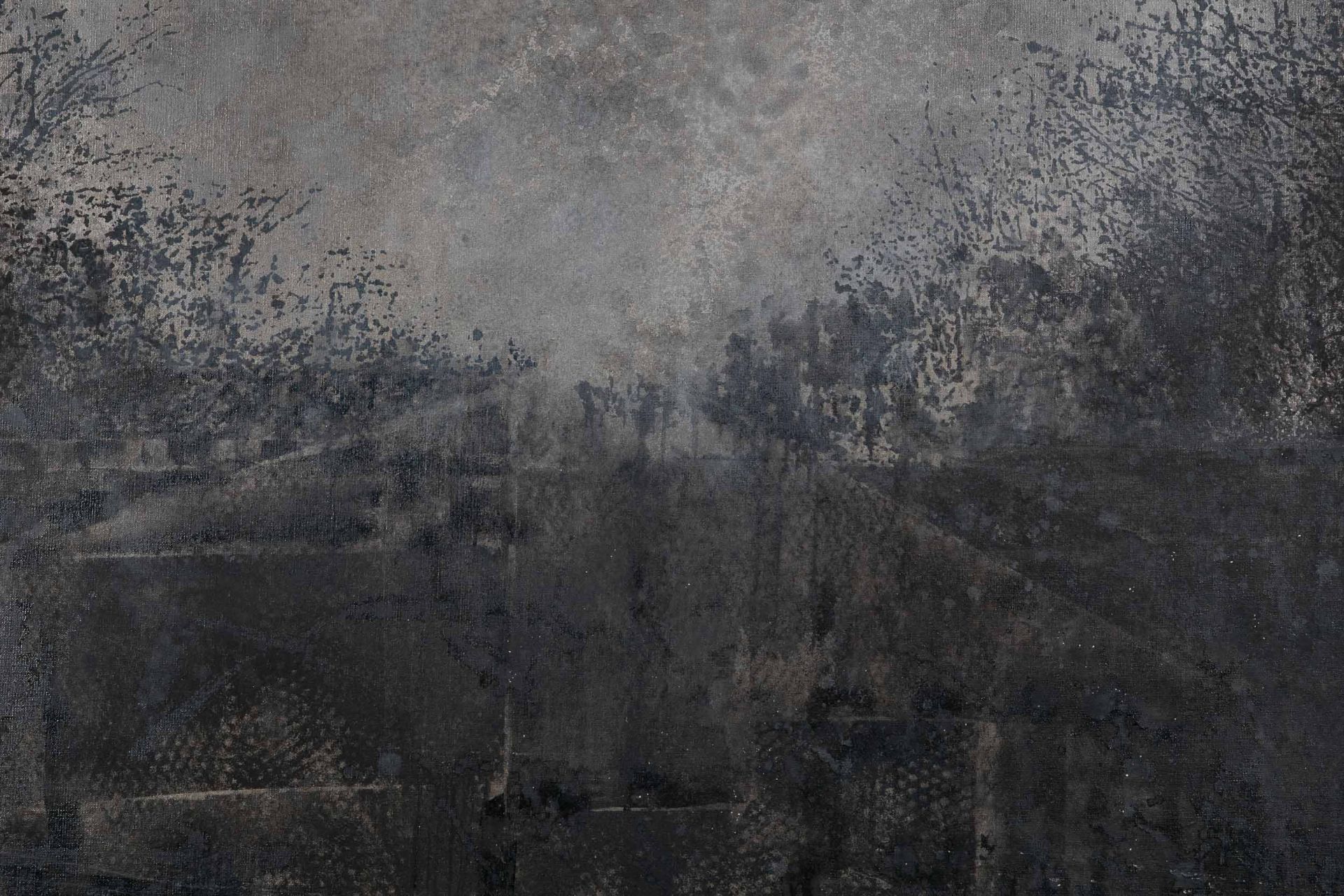"Nächtliche Landschaft", großformatiges Gemälde, Öl auf Leinwand, ca. 200 x 160 cm, unsigniert, auf - Image 4 of 10