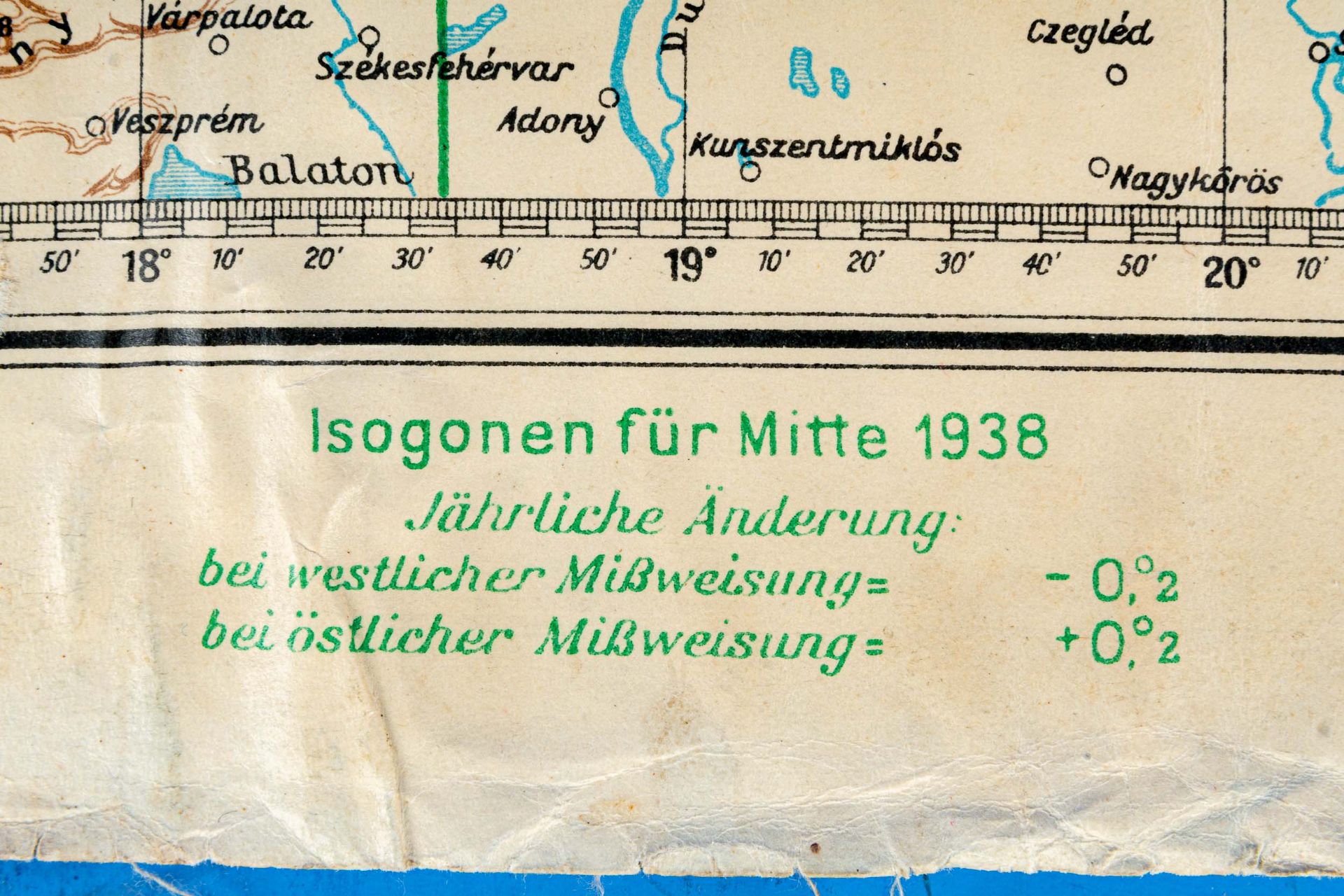 "LUFTNAVIGATIONSKARTE" der deutschen Luftwaffe um 1938; ca. 54,5 x 67 cm, Erhaltungsmängel, Randsc - Image 4 of 11