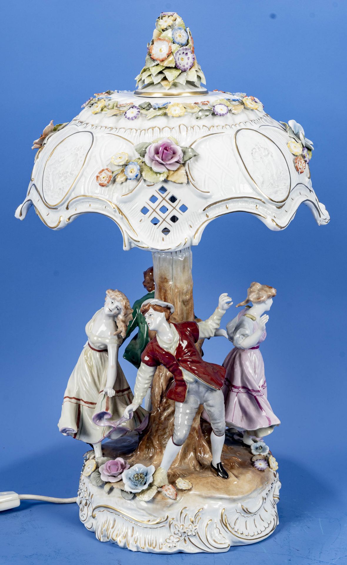 Große PMP Schierholz/ Plane LITHOPHANIE Figuren - Tischlampe, Höhe ca. 56,5 cm; Weißporzellan, poly