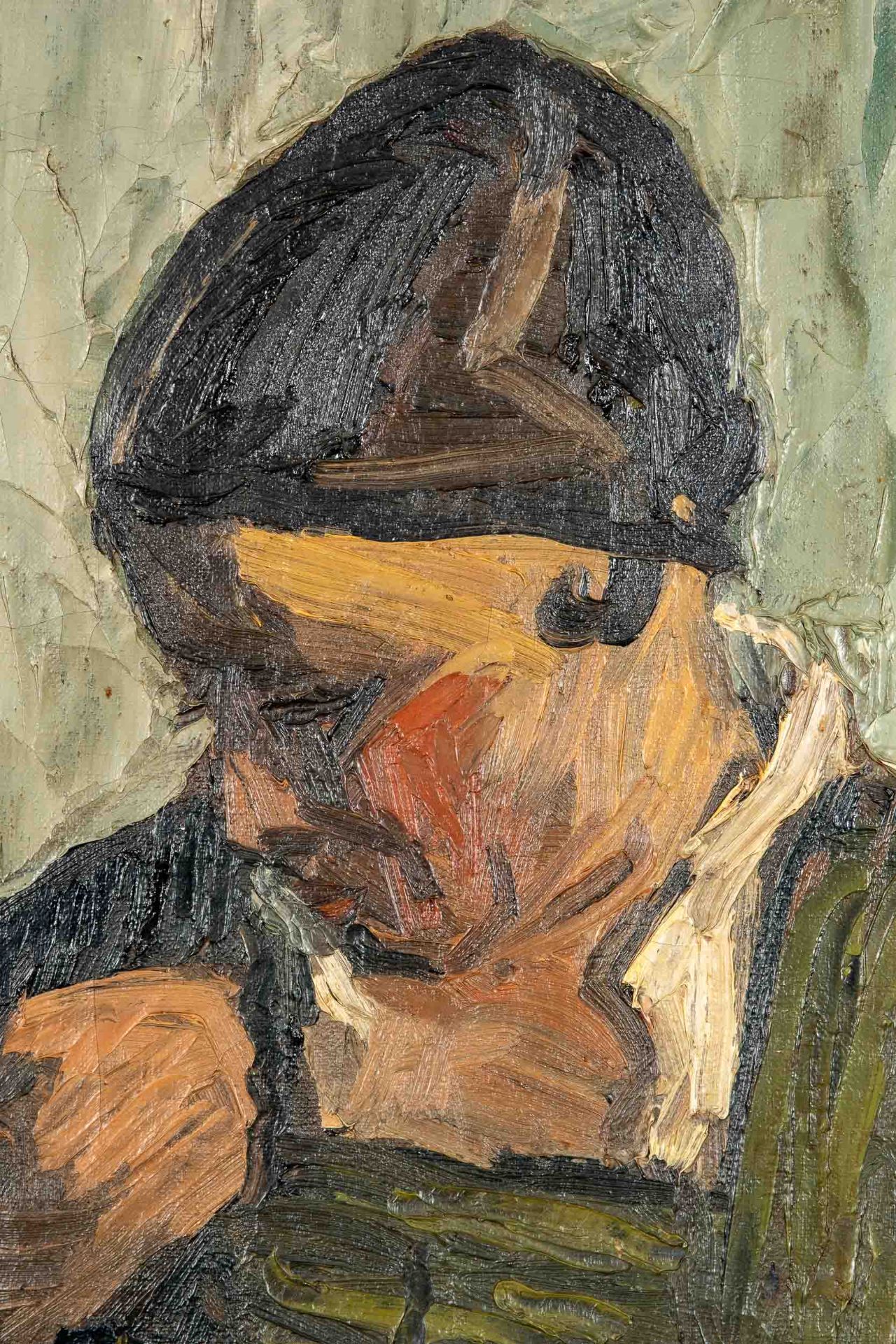 "Dame in grünem Kleid", Gemälde, Öl auf Leinwand, unten links monagrammiert: EWJ = Erik William Joh - Bild 4 aus 8