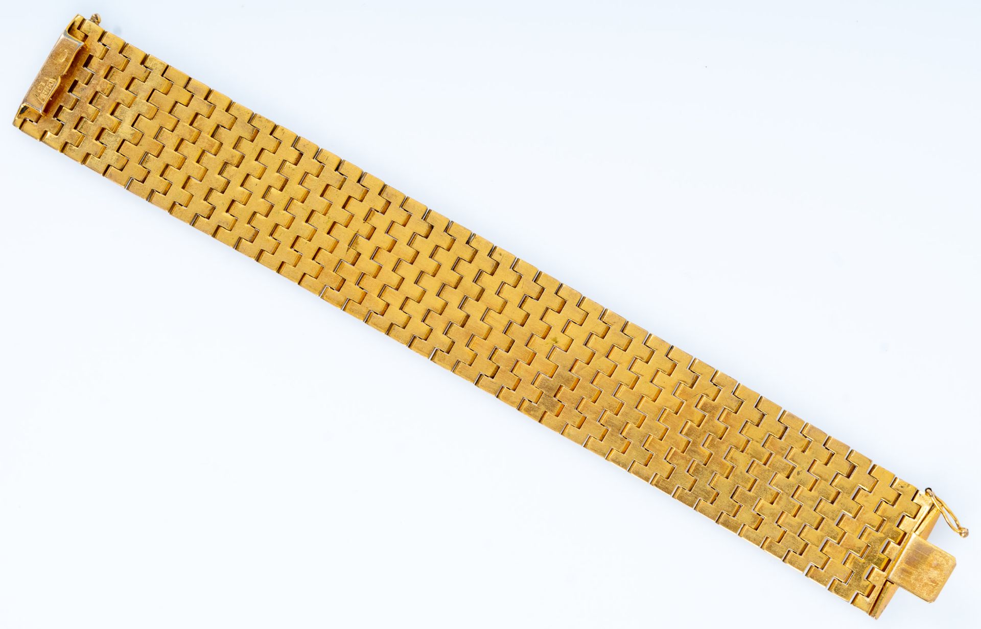 Sehr breites "Panzer" Armband/ Gliederarmband aus 18 karätigem Gelbgold mit Kastenschloss & Sicherh - Bild 8 aus 13