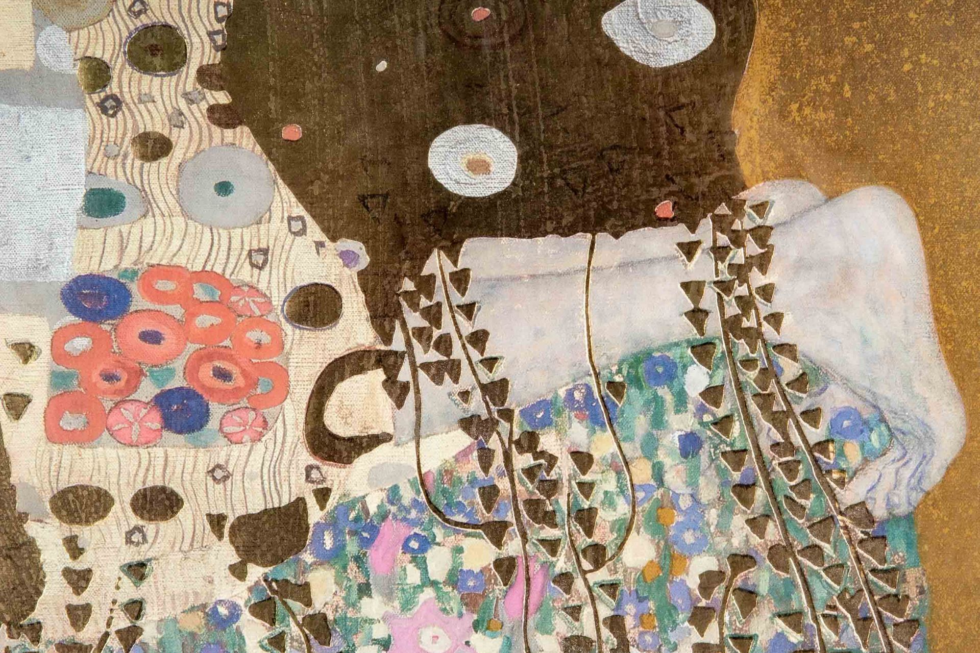 "Der Kuss", multiple, hinter Glas gerahmte, ca. 84 x 52 cm große Farblithographie NACH Gustav Klimt - Bild 4 aus 6