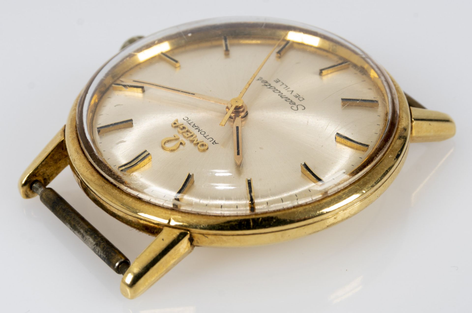 "OMEGA SEAMASTER DEVILLE AUTOMATIC", Herrenarmbanduhr, 18 kt. Gelbgoldgehäuse, Werk läuft an, Ziffe - Bild 5 aus 9