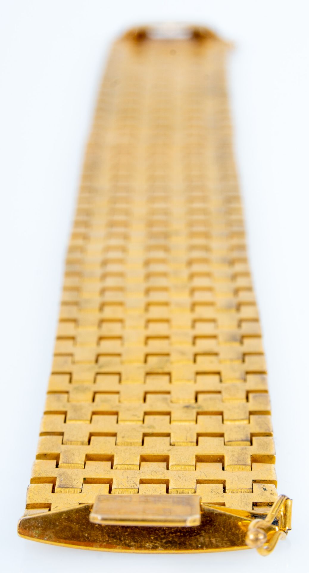 Sehr breites "Panzer" Armband/ Gliederarmband aus 18 karätigem Gelbgold mit Kastenschloss & Sicherh - Bild 10 aus 13