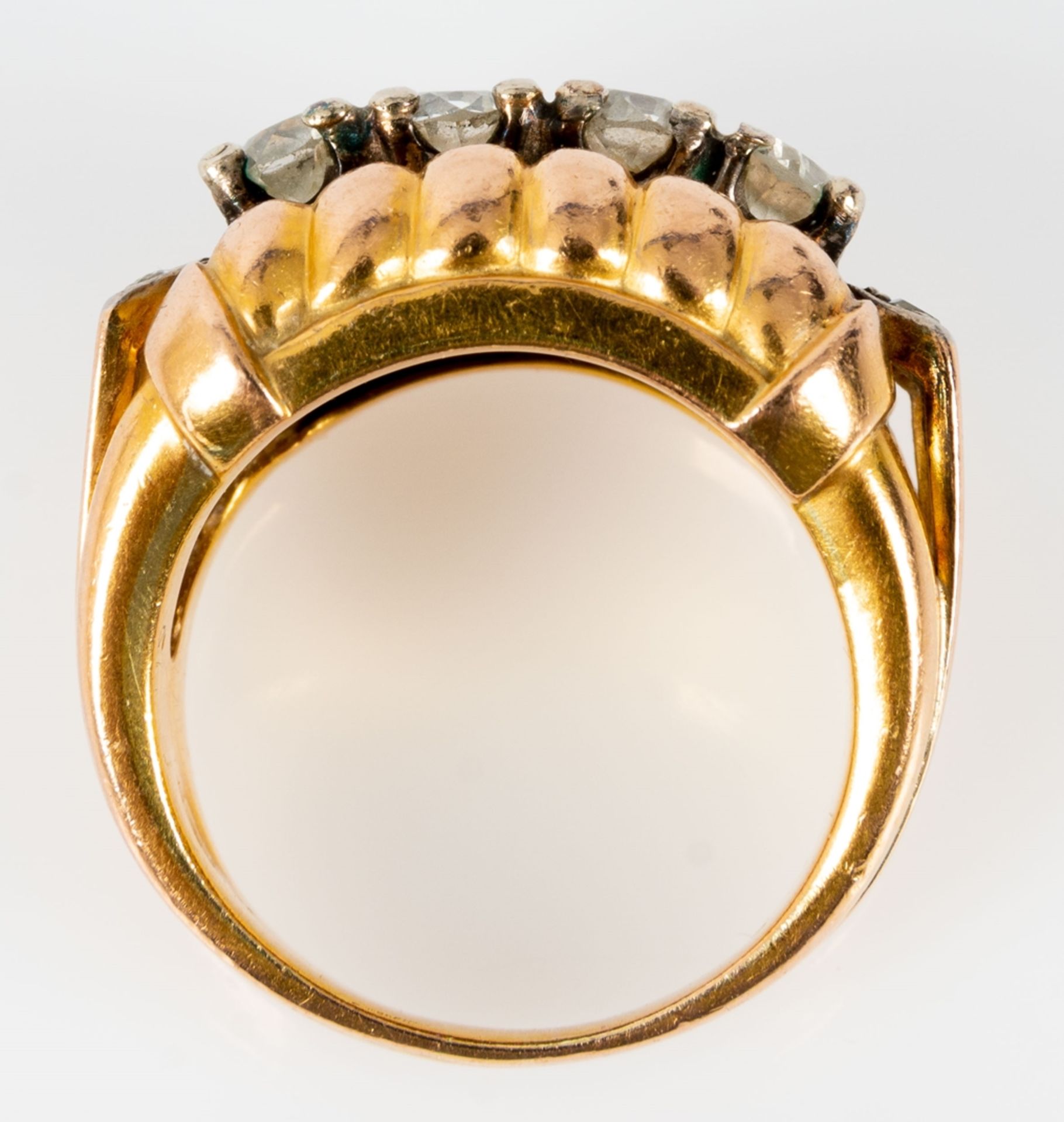Üppiger Damenring aus 18 kt. Rotgold. Mittelaufbau mit 4 Diamanten im Brillantschliff, auf den Ring - Image 5 of 6