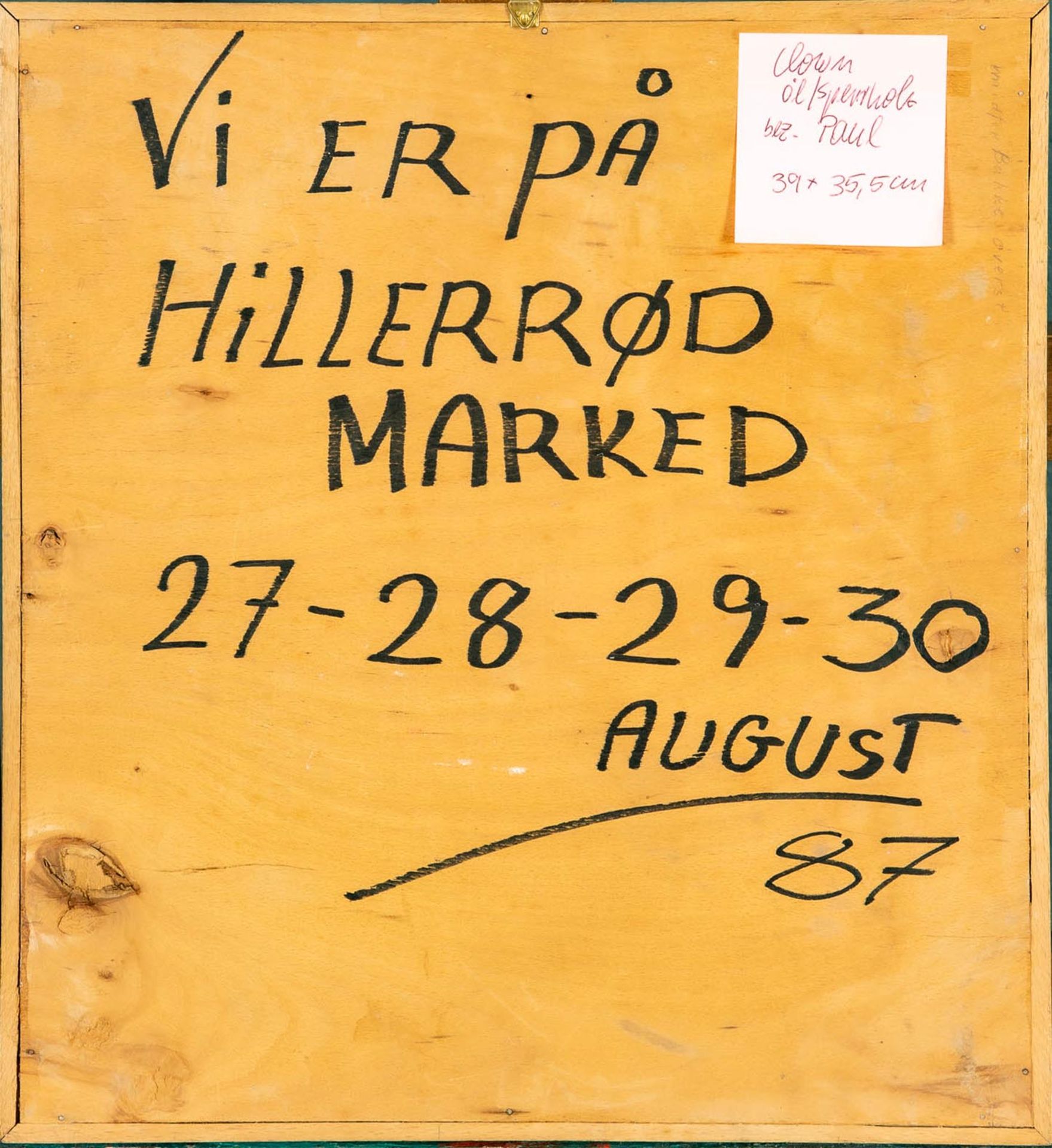"CLOWN"   Gemälde Öl auf Sperrholz, ca. 39 x 36 cm, unten rechts signiert "Paul"; Rahmen beigegeben - Bild 6 aus 8