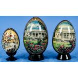 3tlg. Sammlung "Russischer Eier", russisches Kunsthandwerk des 20./ 21. Jhdts., alle 3 bodenseitig