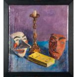 "Stilleben mit Masken" Gemälde Öl auf Leinwand, ca. 57 x 51,5 cm, unsignierte akademische Malerei