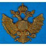 Kaiserlich österreichischer Adler, Messingblech, rückseitig ohne Befestigung; ca. 7 x 7,8 cm; schön