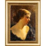 Charaktervolles Damenporträt, Gemälde, Öl auf Leinwand, ca. 46 x 33 cm, unten rechts signiert und d