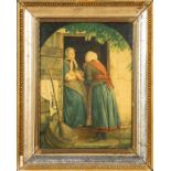 "Tratschende Bäuerinnen", Gemälde Öl auf Leinwand, unten rechts sign. & dat.: Carl Block 1875 = Car
