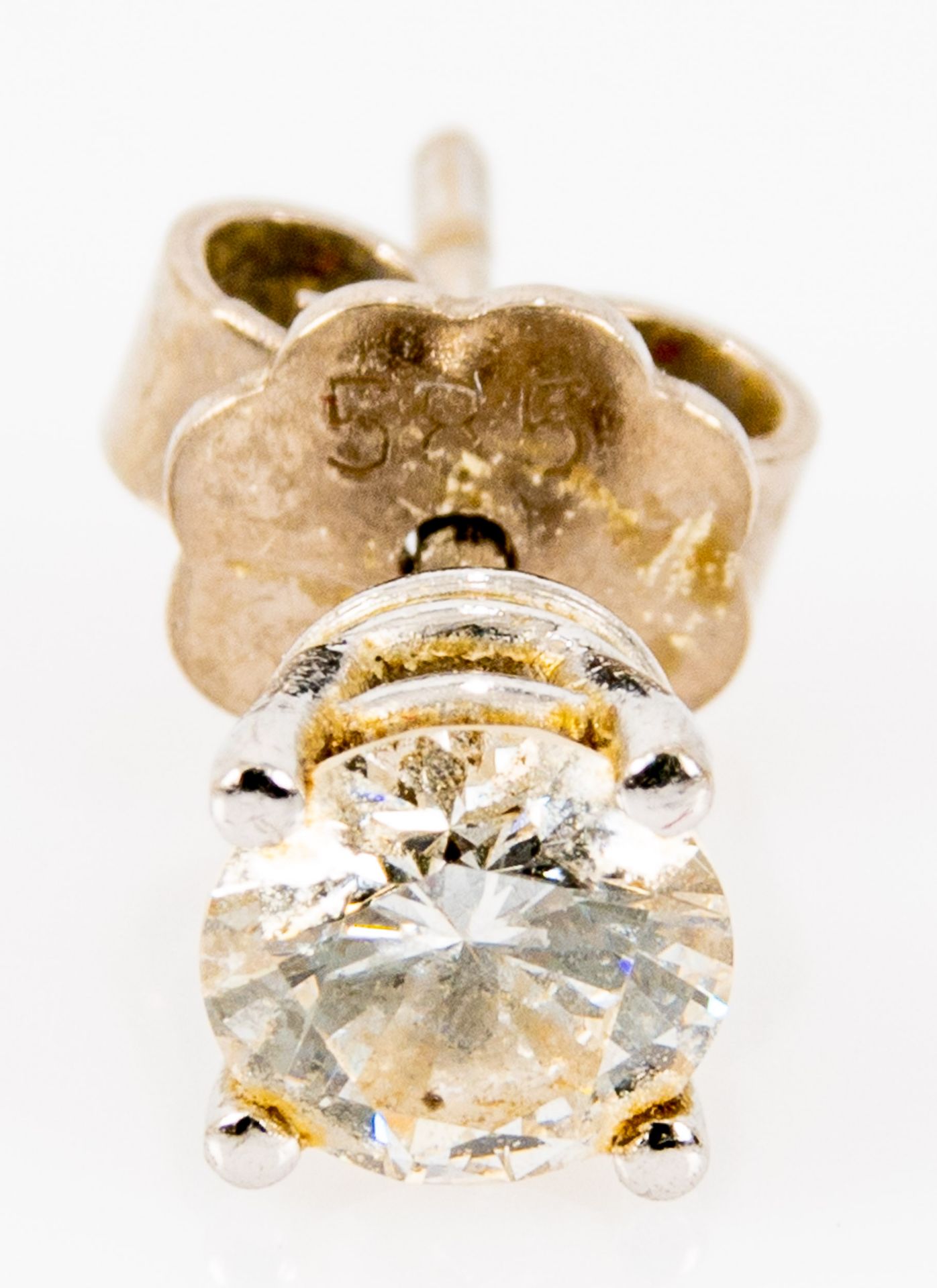 Einzelner 585er Weißgold- Ohrstecker mit Diamantbesatz im Brillantschliff. Schöner, getragener Erha - Image 2 of 6
