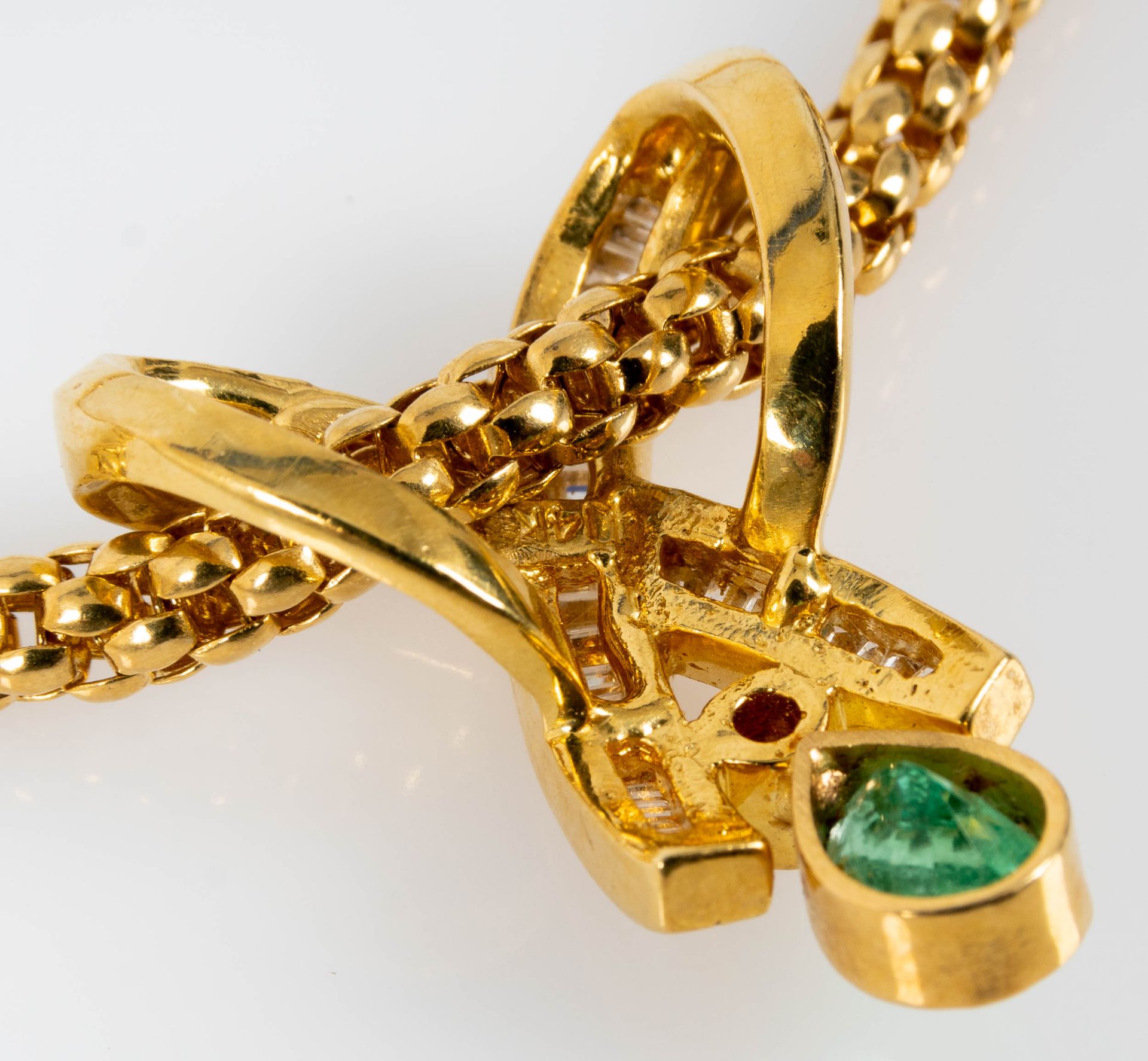 Prächtiges Smaragd-Brillant-Collier, bewegliche, ca. 46 cm lange tauförmige Halskette mit einer Bre - Bild 8 aus 10