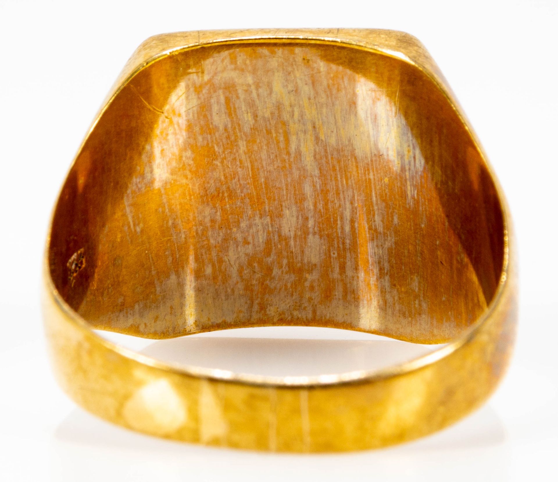 Großer, schlichter 333er Gelbgold Herrenring mit eingefasster Onyx - Platte, Ringinnendurchmesser c - Bild 5 aus 6