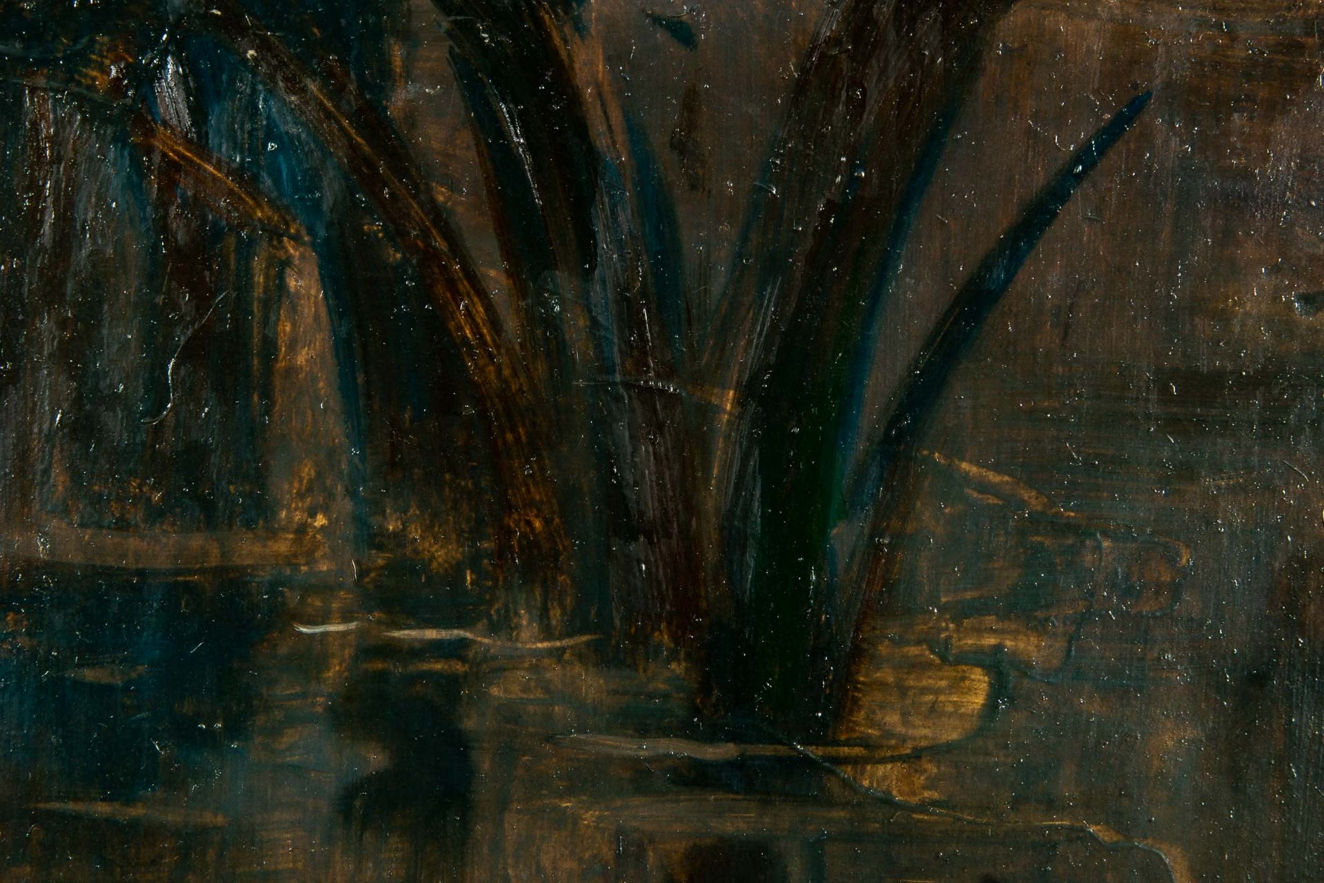 "Reiherpaar", Gemälde Öl/ Acryl auf Hartfaserplatte, ca. 50 x 34 cm; rückseitig in kyrillisch signi - Image 7 of 9