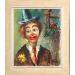 "CLOWN" Gemälde Öl auf Leinwand, ca. 60 x 50 cm, unten rechts undeutlich signiert: "Louli" oder s