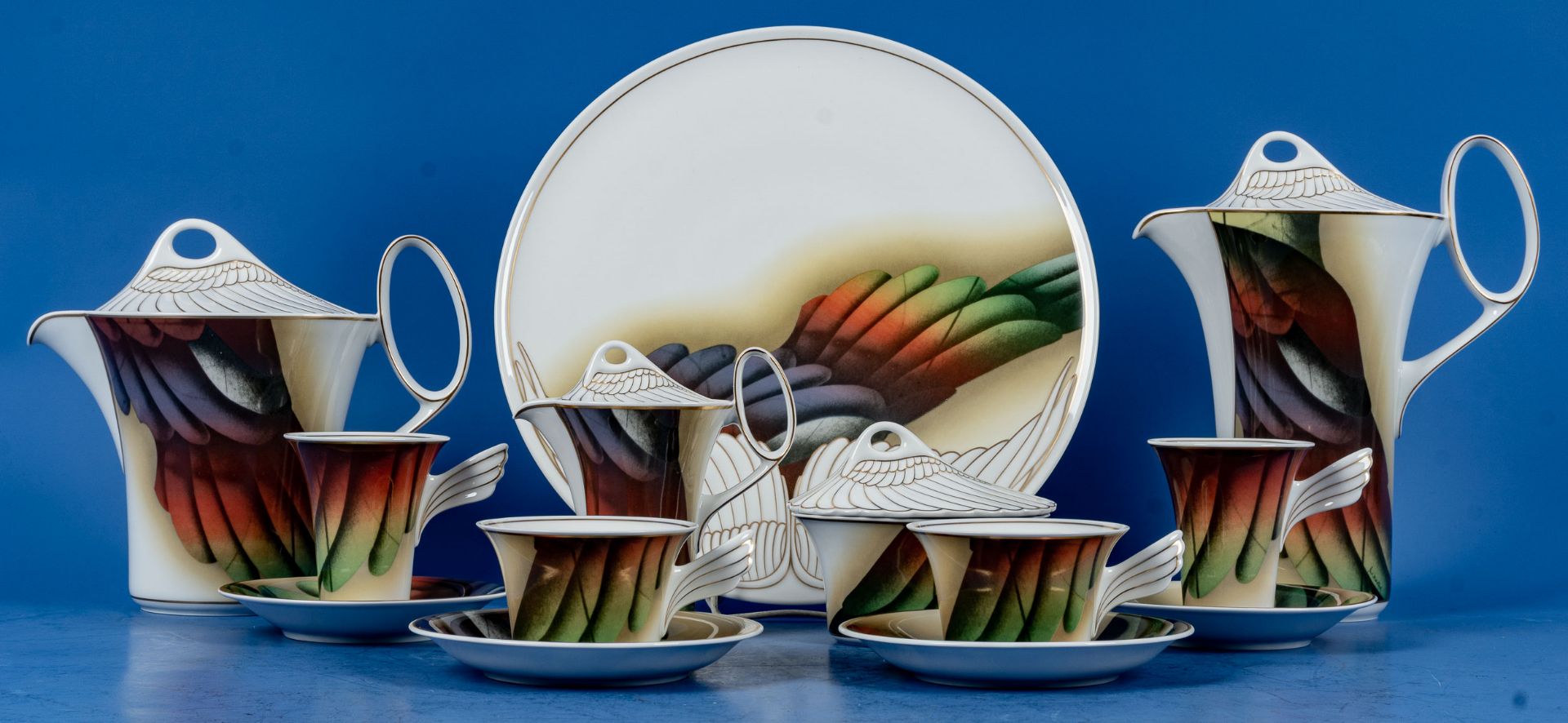 13teiliges Tee- und Kaffee Set für 2 Personen. Entwurf von Paul Wunderlich (1927 - 2010) für Rosent - Bild 2 aus 4