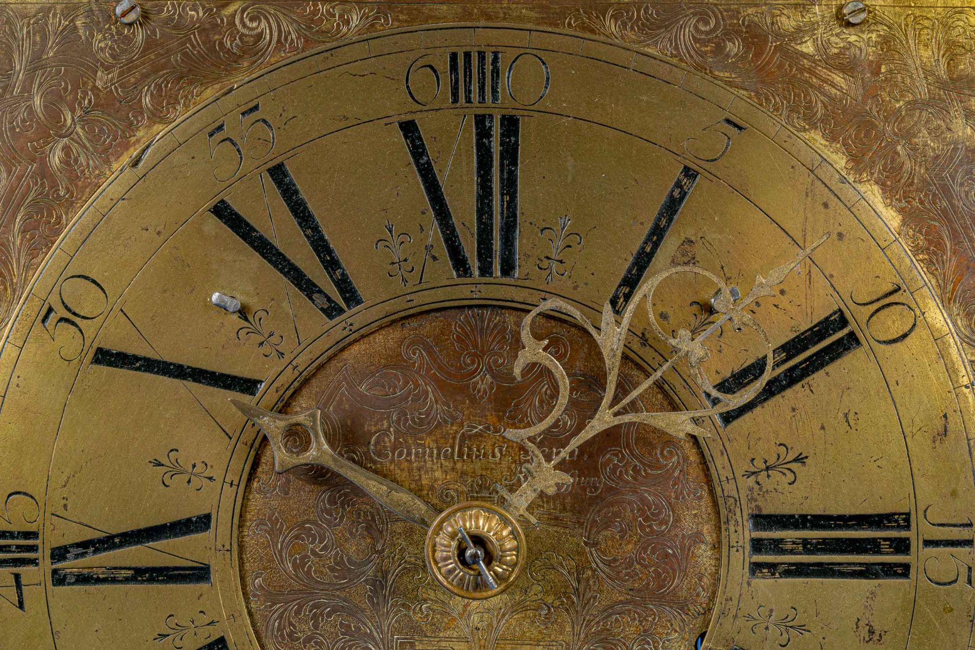 Antikes Standuhren-Uhrwerk, auf dem Ziffernblatt bez.: "Cornelius Lerp Regenspurg". 2. Drittel 18.  - Bild 6 aus 12