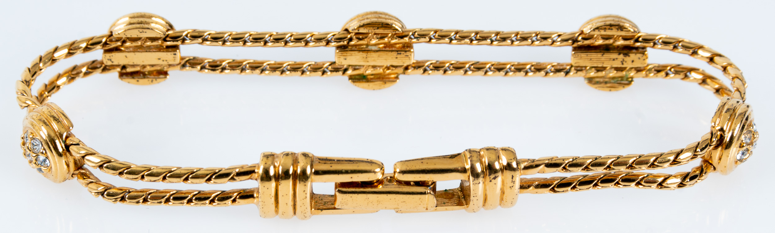 Edles "Swarovski" Armband mit Faltschließe, unedles, vergoldetes Schmuckstück/ Armkette; Länge ca. - Image 4 of 6
