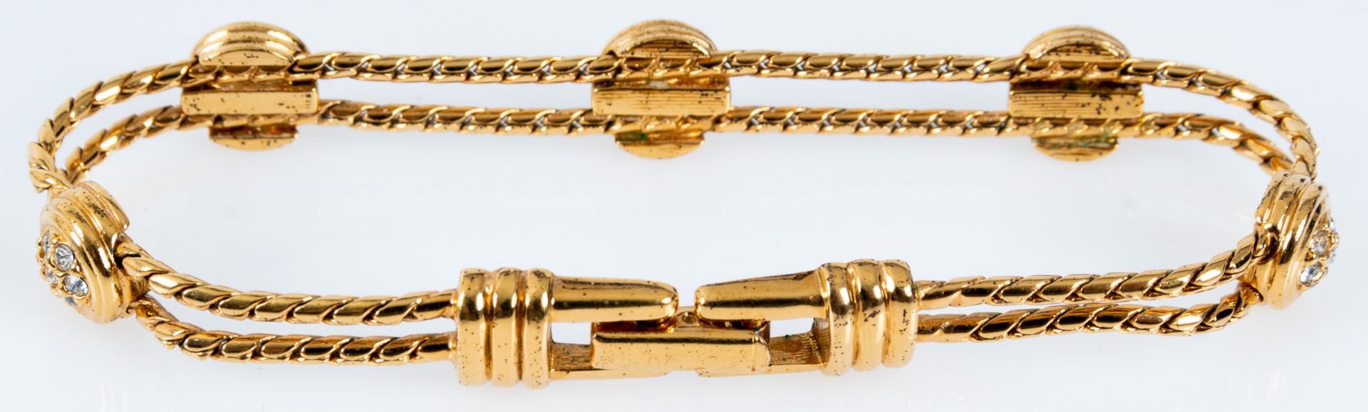 Edles "Swarovski" Armband mit Faltschließe, unedles, vergoldetes Schmuckstück/ Armkette; Länge ca.  - Bild 4 aus 6