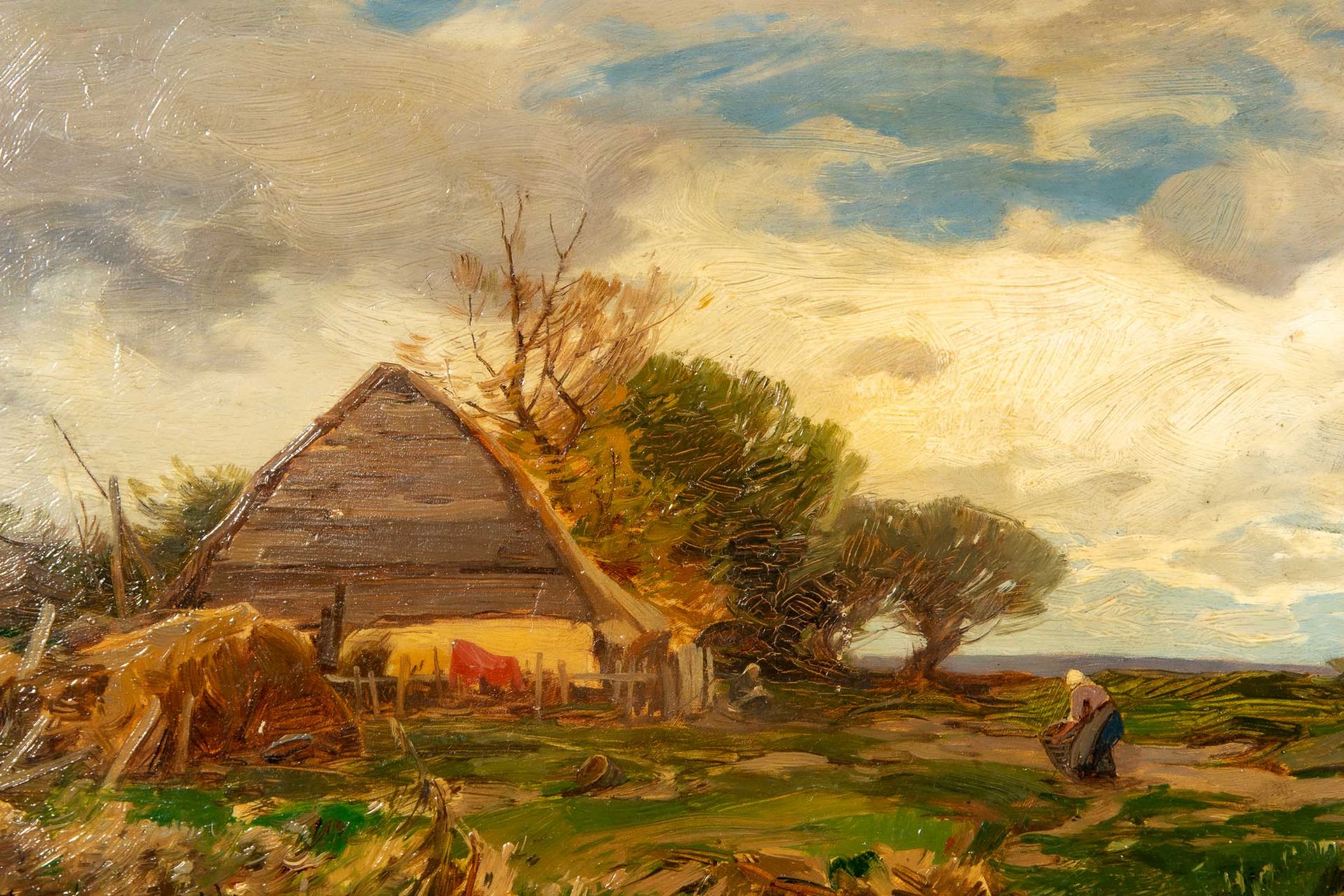 "Stürmischer Herbsttag", kleinformatiges Gemälde, Öl auf Holztafel, ca. 16,5 x 25 cm, unten links s - Bild 4 aus 11